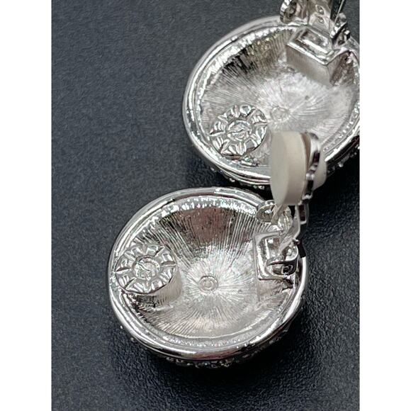 Swarovski Round Pave Clear Crystal Stud Earrings Formal Bridal Bling‎ Pierced - Picture 7 of 16